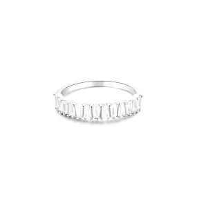 Silver Baguette Cut Half Eternity Ring