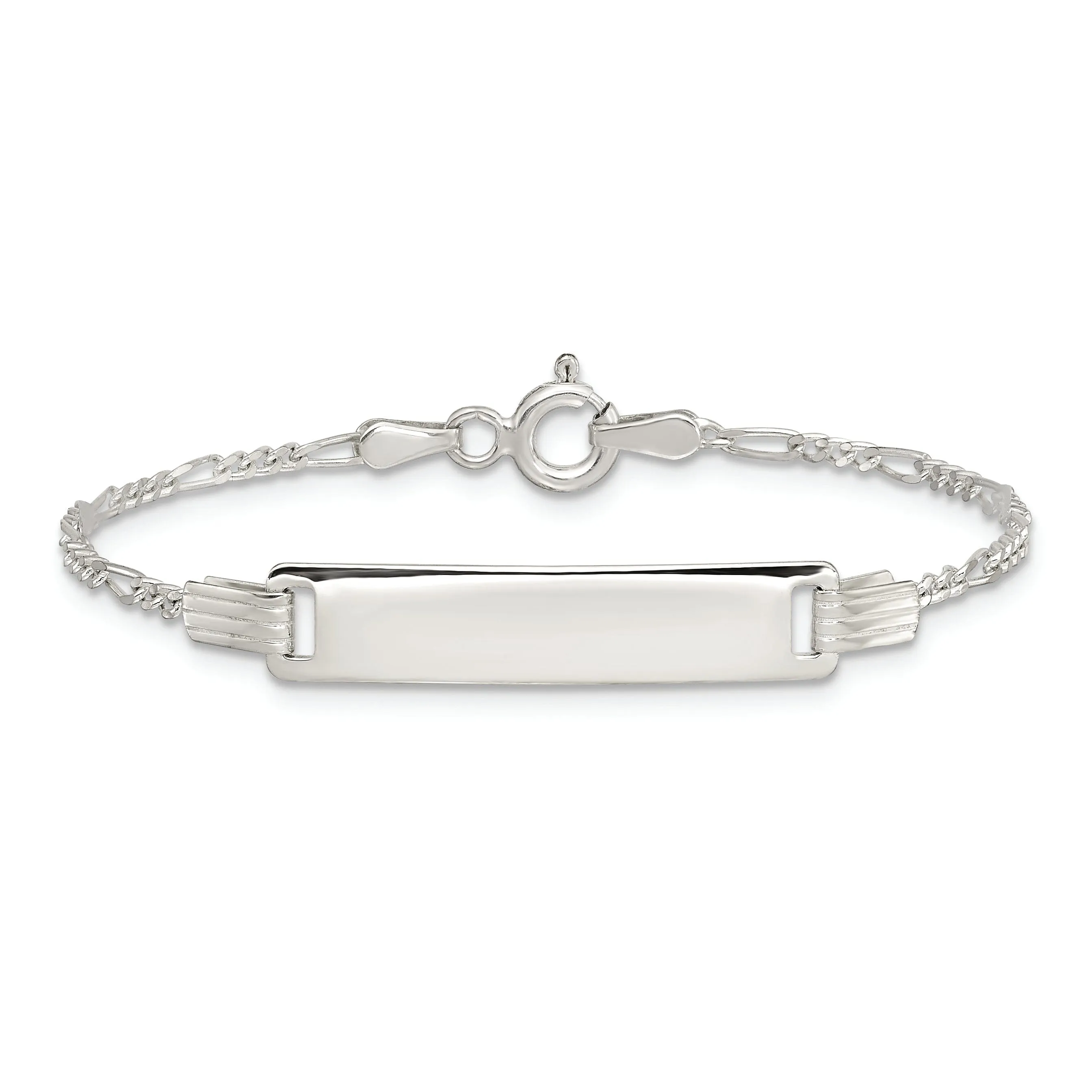 Silver Engraveable Childrens ID Figaro Bracelet.