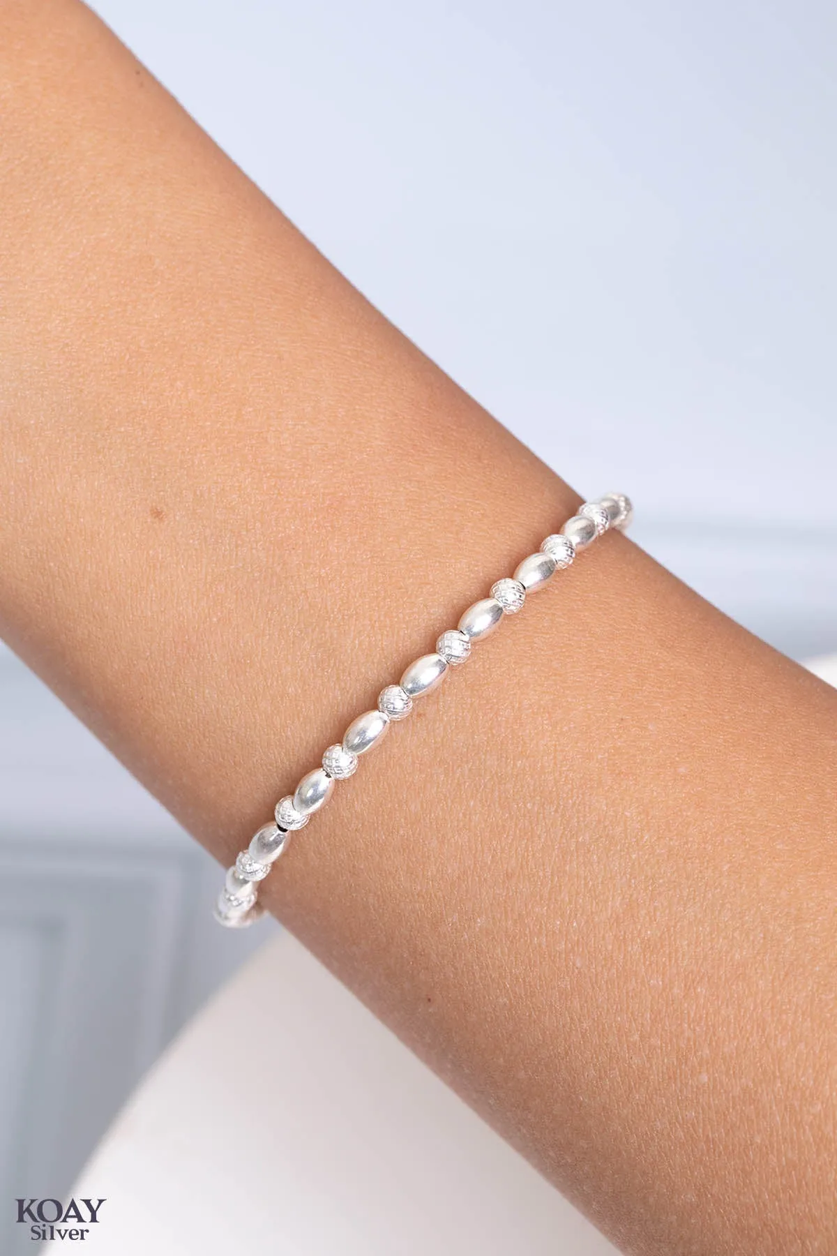 Silver Oval And Balls Bracelet