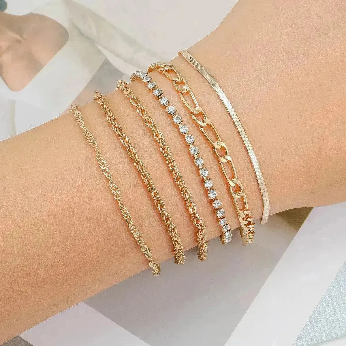 Simple Metal Multi-layer Bracelet Six-piece Set