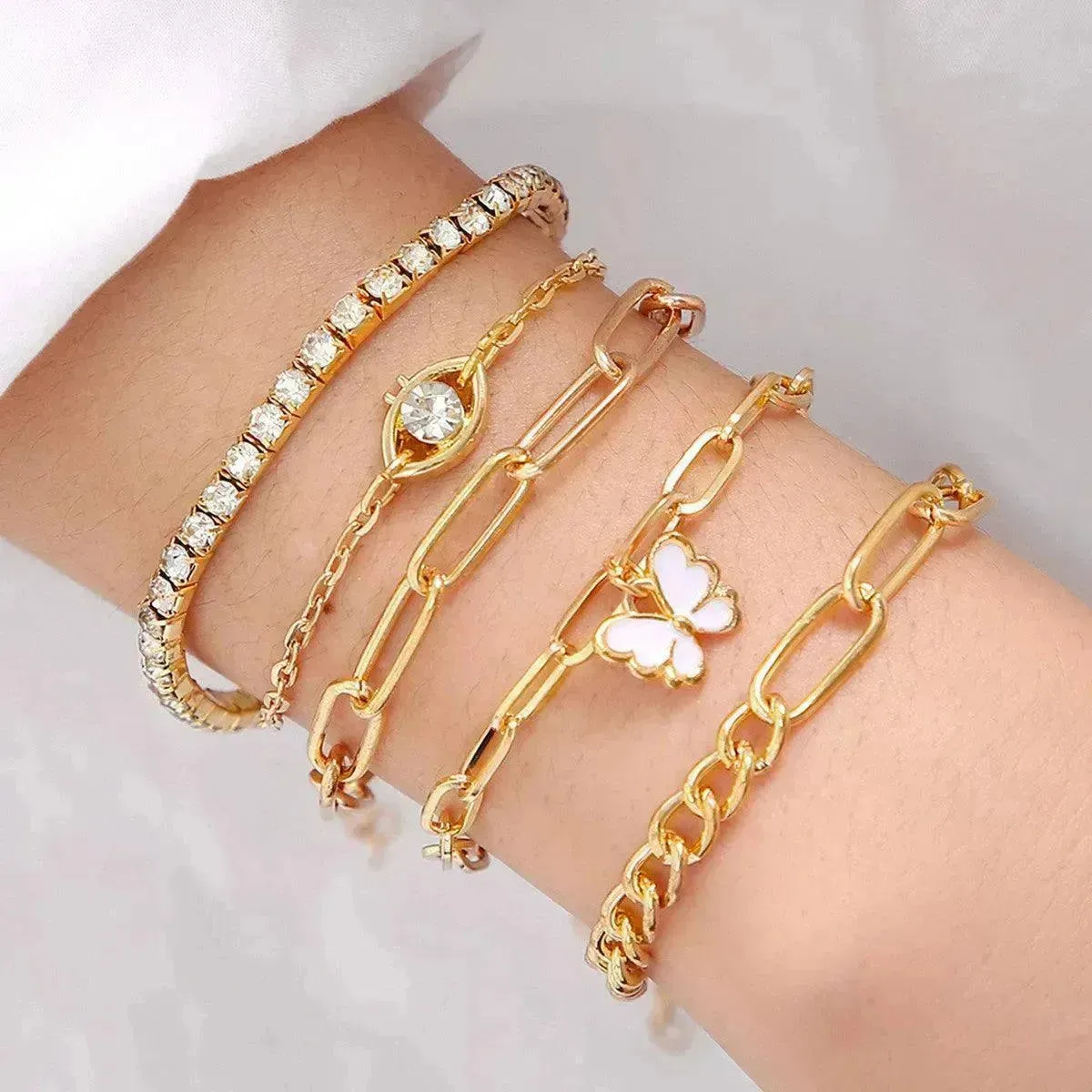 Simple Metal Multi-layer Bracelet Six-piece Set