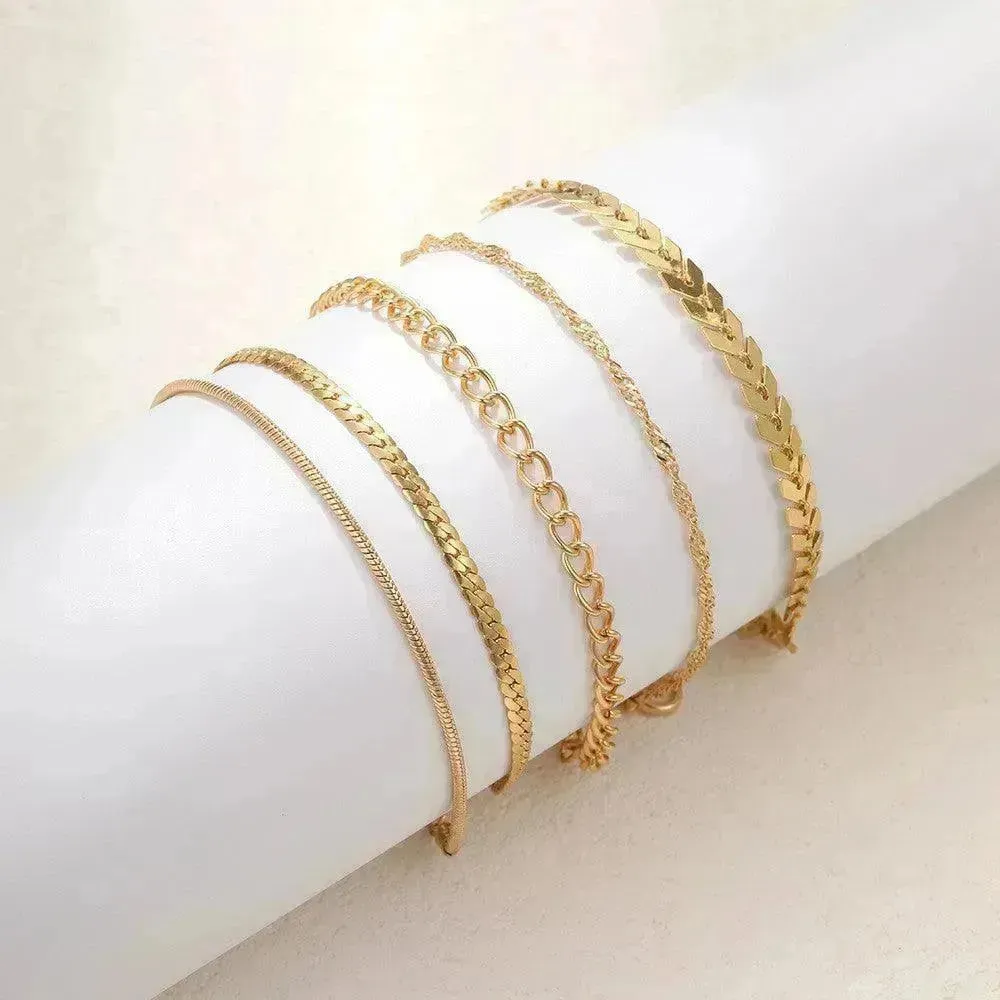 Simple Metal Multi-layer Bracelet Six-piece Set