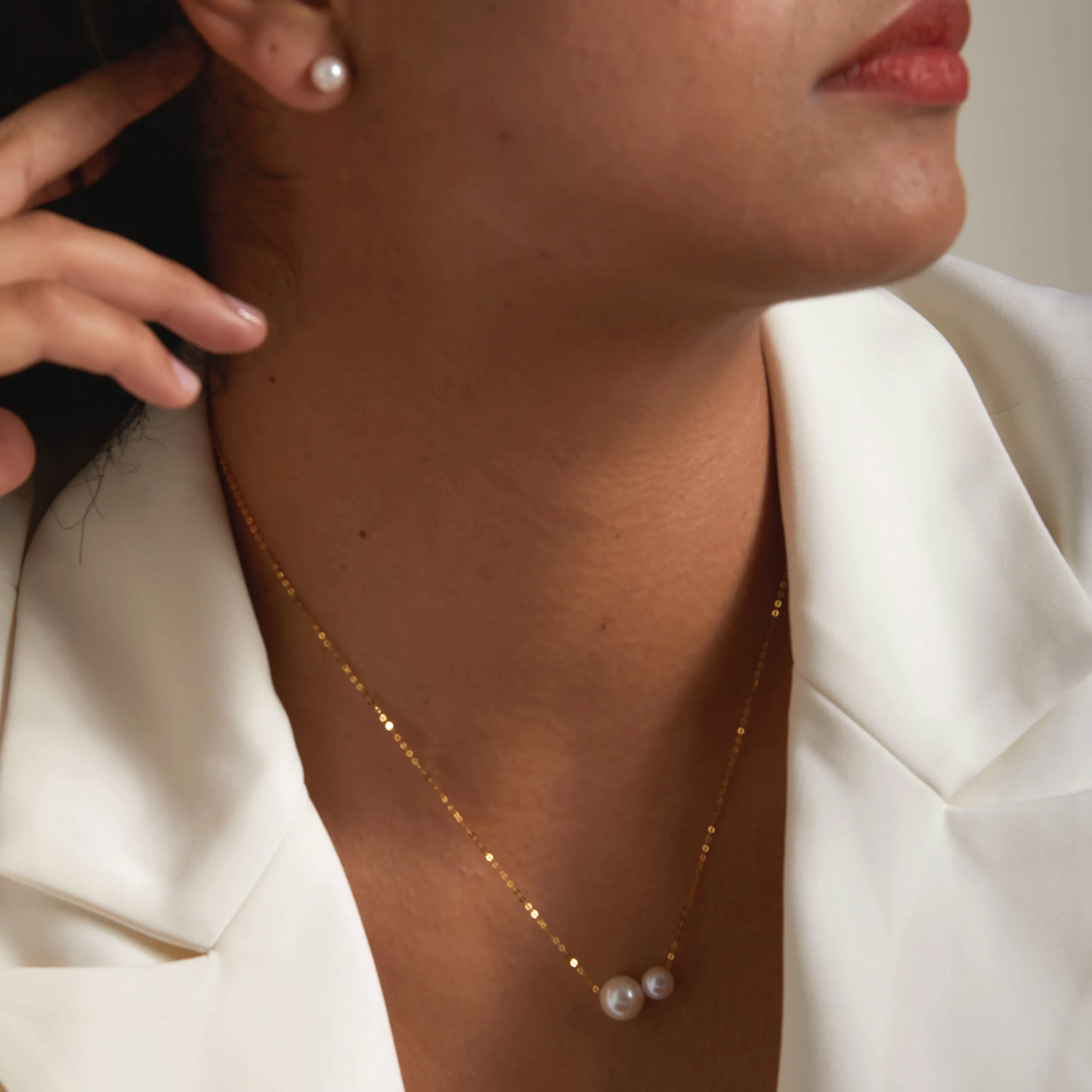 Sister Pearls Necklace 18K Gold