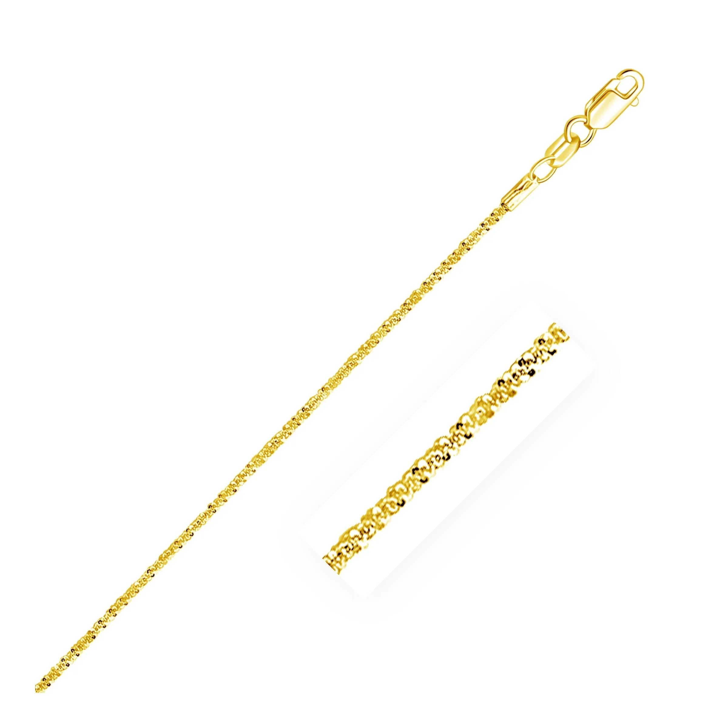 Size: 10'' - 14k Yellow Gold Sparkle Anklet 1.5mm