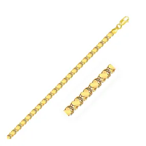 Size: 10'' - 3.3mm 14k Yellow Gold Heart Anklet