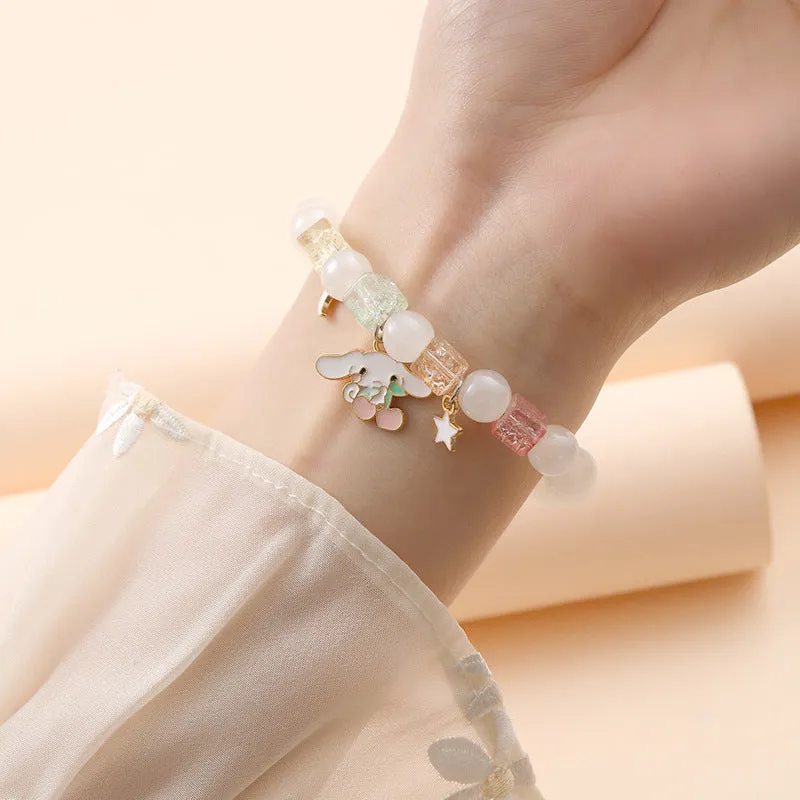 Small Commodity Bracelet Ornament Korean Style Fresh Sweet Clow M Crystal String Beads Children Student Bracelet Female