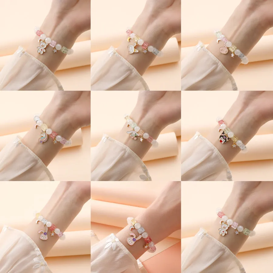 Small Commodity Bracelet Ornament Korean Style Fresh Sweet Clow M Crystal String Beads Children Student Bracelet Female