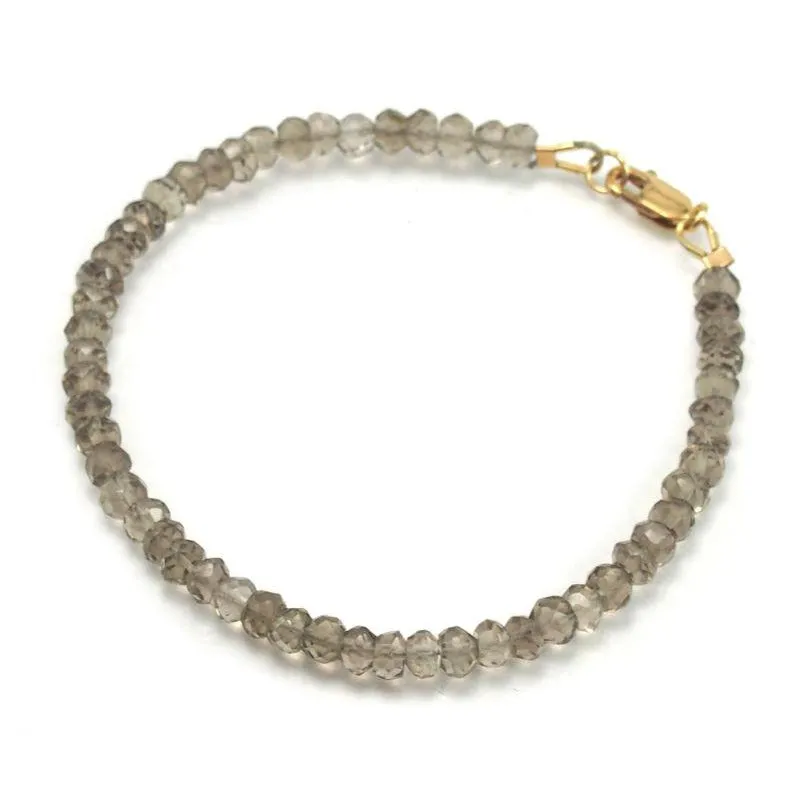 Smokey Quartz Bracelet with Gold Filled Lobster Clasp