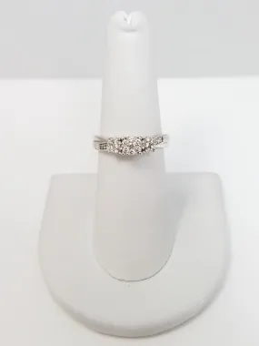 Sparkling 10k White Gold Natural Diamond Cluster Engagement Ring