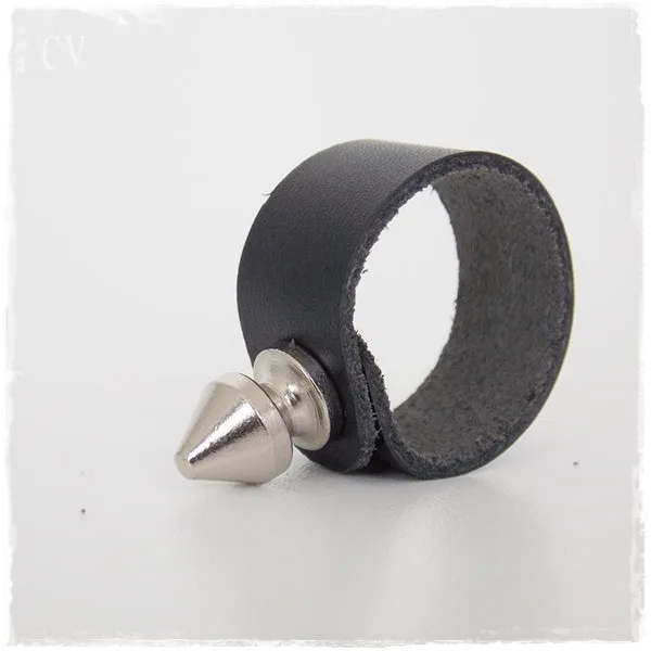 Spike Leather Ring