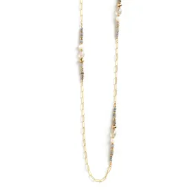 Splendid Iris Long Link Chain Necklace - Gold