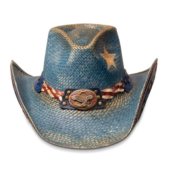 Stampede Hats - Vintage Blue Star American Flag Cowboy Hat