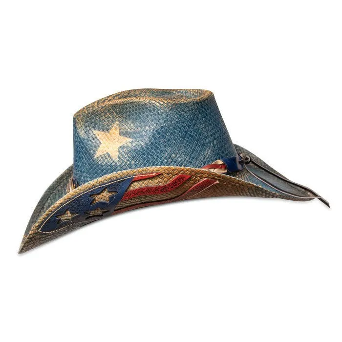 Stampede Hats - Vintage Blue Star American Flag Cowboy Hat