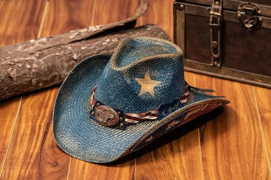 Stampede Hats - Vintage Blue Star American Flag Cowboy Hat