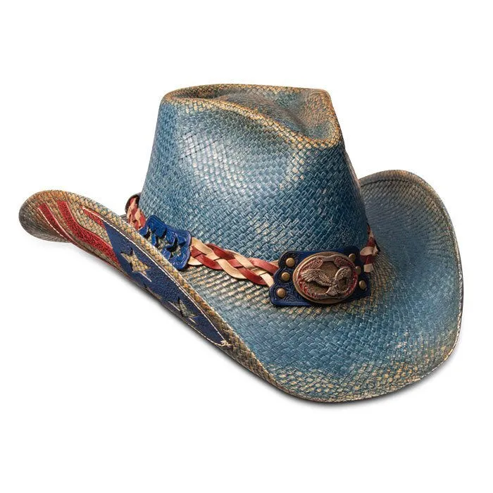 Stampede Hats - Vintage Blue Star American Flag Cowboy Hat