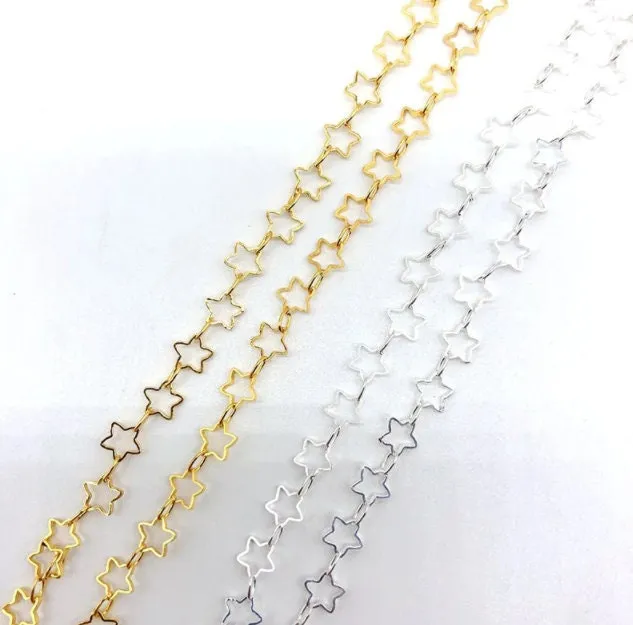 Star Chain for Jewelry Making, Gold Silver Chains Findings, Stars Body Chains Crafts Accessories Wholesale Star Link Chain Bracelet Necklace