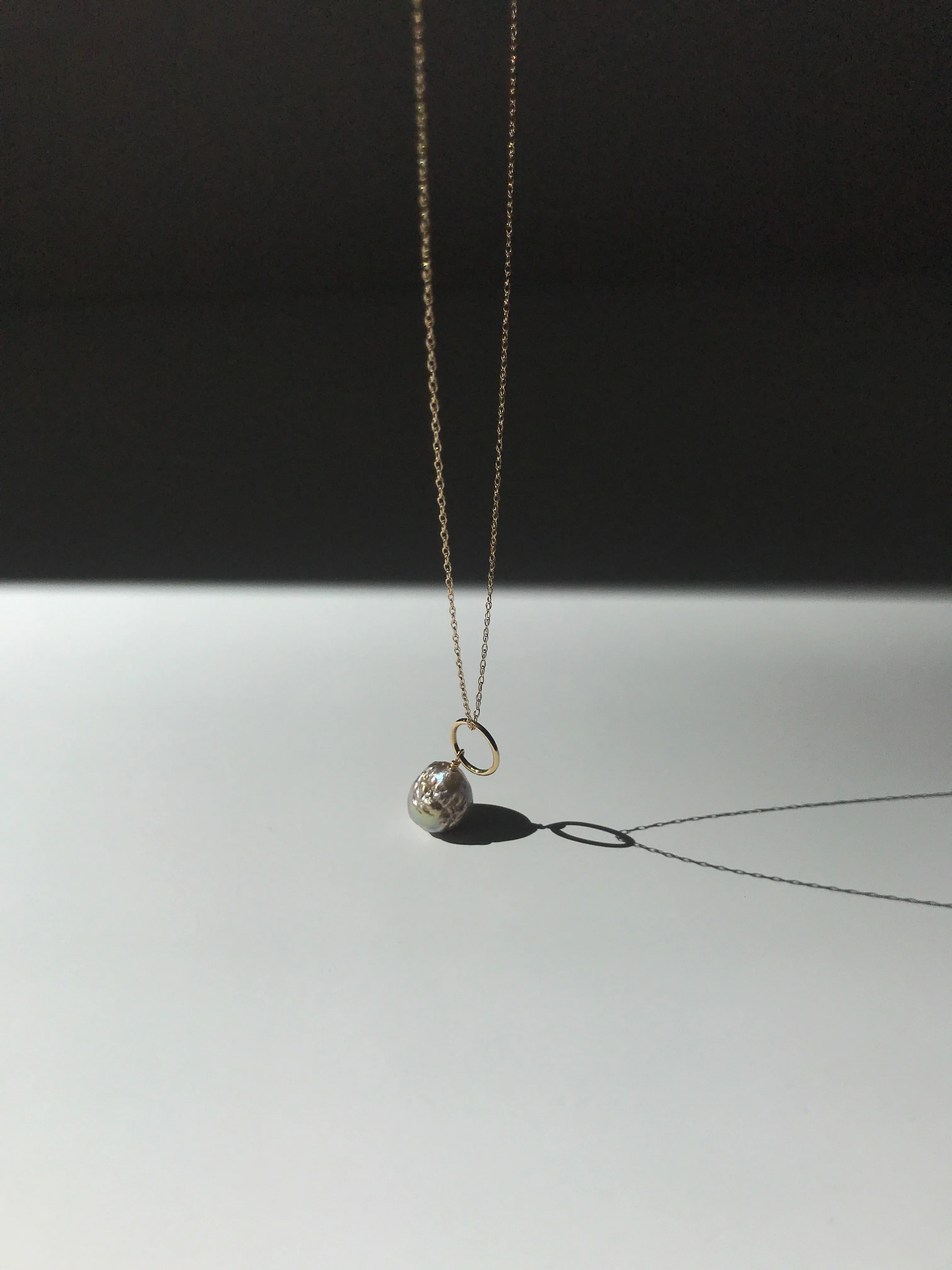 Stellar Necklace with Japan Kasumi Pearl on 14K Gold Rope Chain