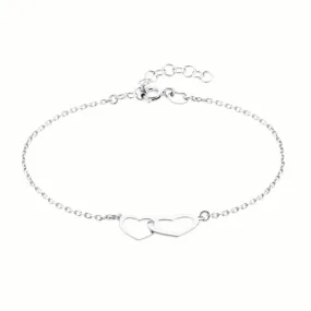 Sterling Silver  19 cm Heart Double Link Bracelet