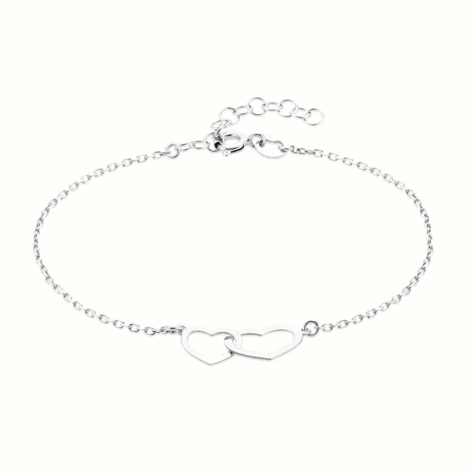 Sterling Silver  19 cm Heart Double Link Bracelet