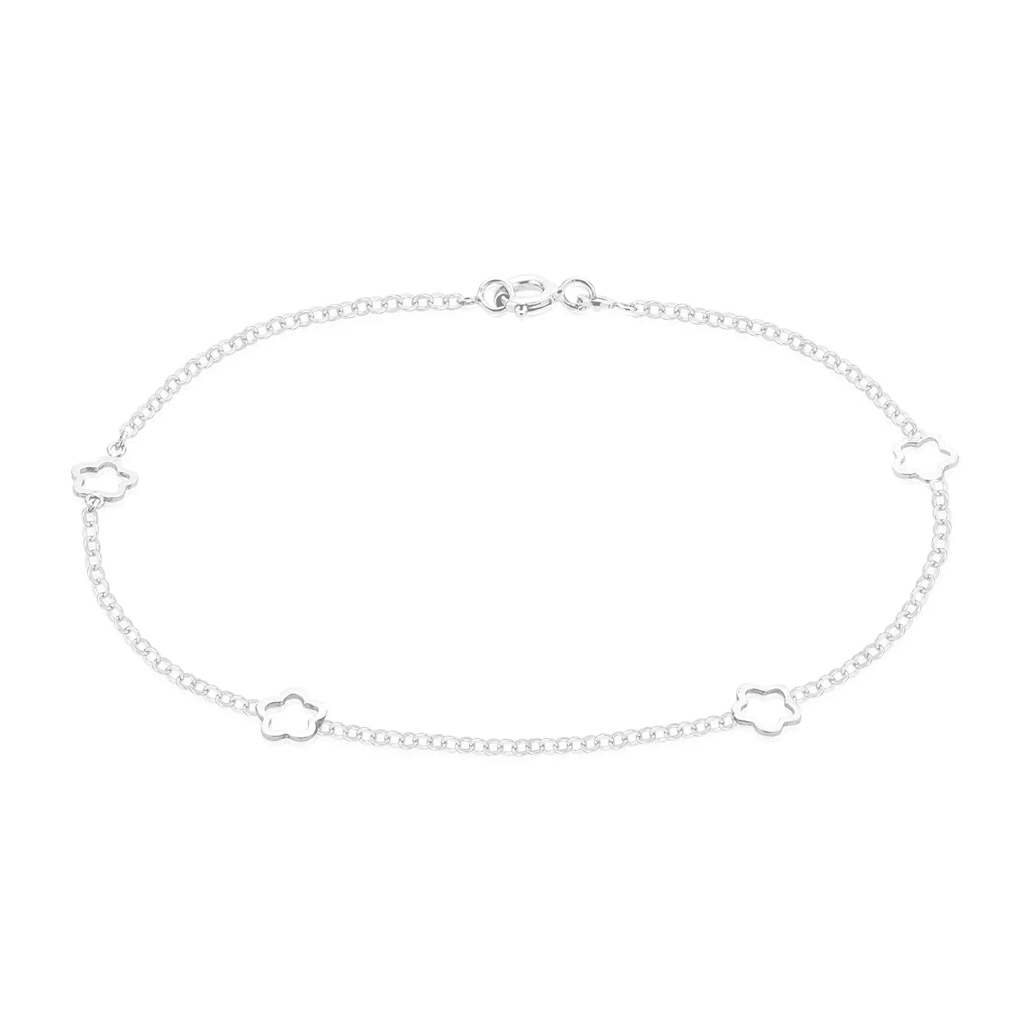 Sterling Silver 19cm with Cutout Flower Bracelet