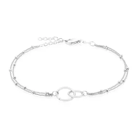 Sterling Silver 21cm Circle Link Fancy Bracelet