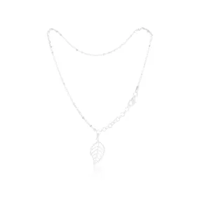 Sterling Silver 26cm Leaf Drop Anklet