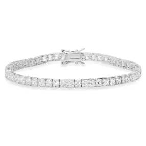 Sterling Silver 7.25" Princess-cut CZ Tennis Bracelet