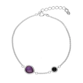 Sterling Silver Amethyst & Whitby Jet Bracelet