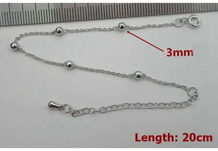 Sterling Silver Cable Satellite Bracelet Setting Chain Clasp 20сm Bracelet Findings for Handmade Pure Fine Jewelry Making Wholesale Bulk