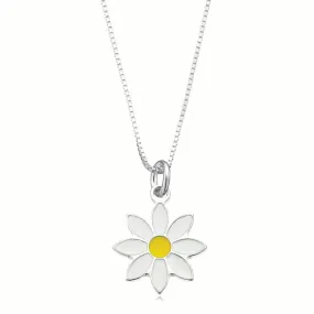 Sterling Silver Enamel Daisy Kids Necklace