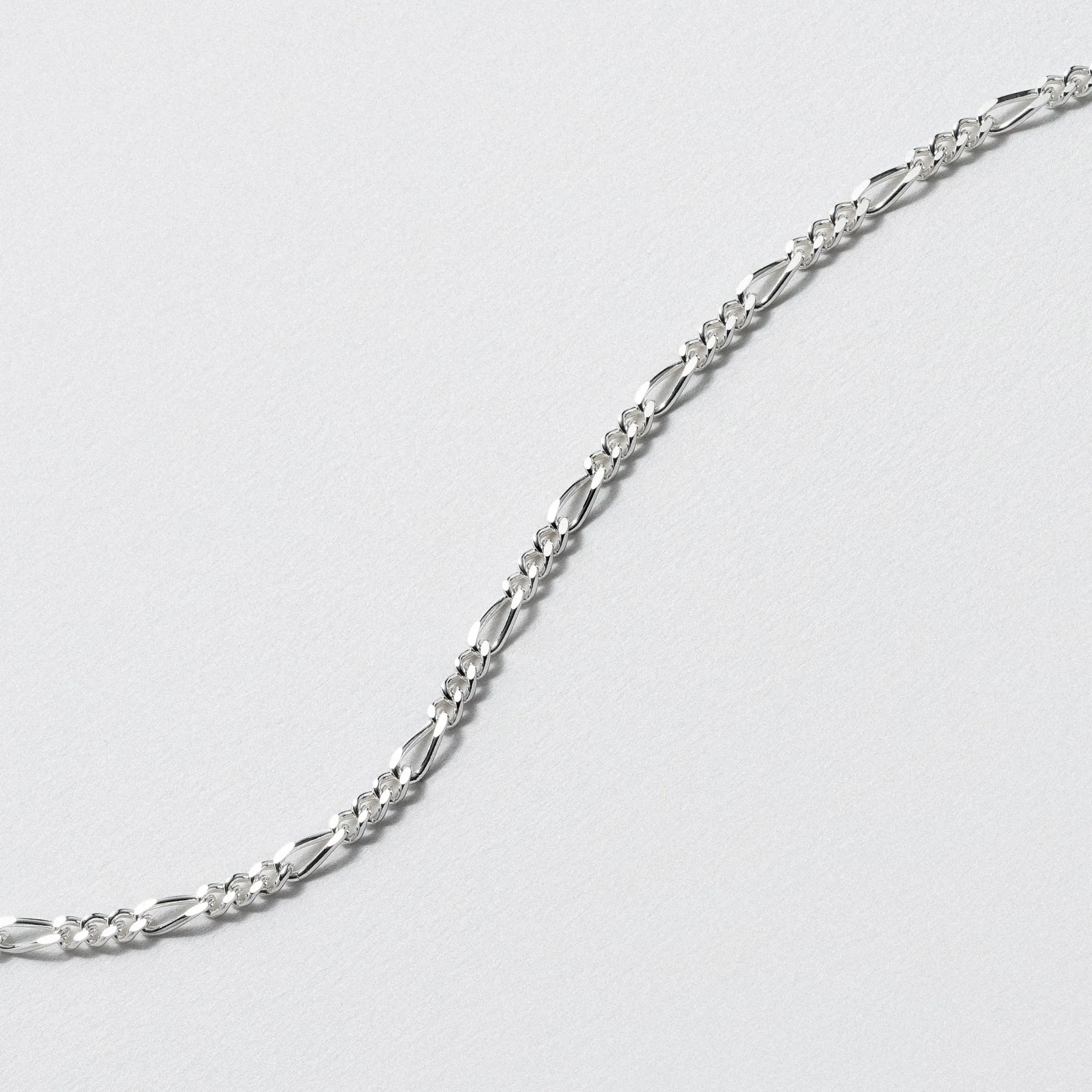 Sterling Silver Figaro Bracelet - Polished 3.5mm