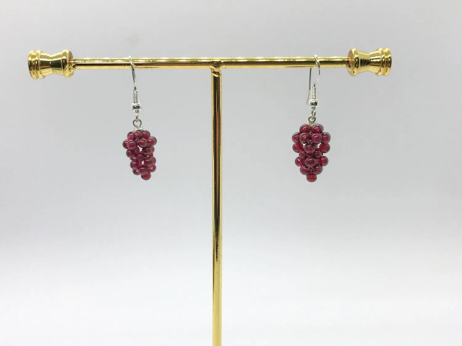 Sterling Silver Garnet Grape Cluster Earrings