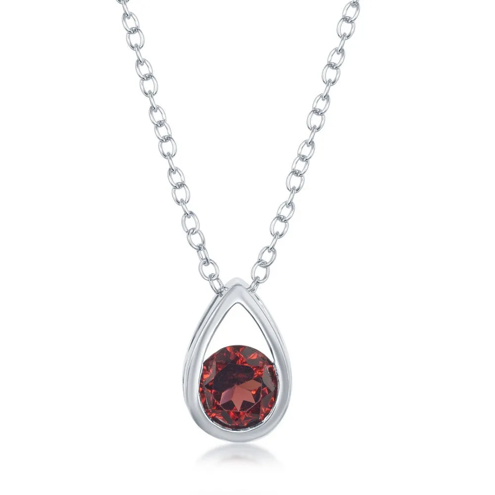 Sterling Silver Garnet Necklace (95252)