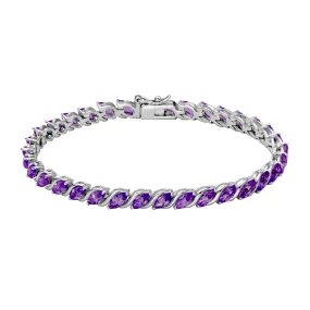 Sterling Silver Marquise Amethyst Bracelet