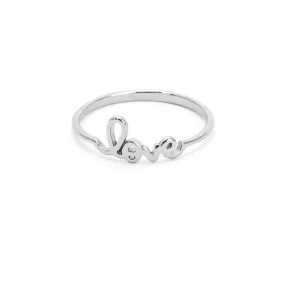 Sterling Silver "Mini Love" Script Ring