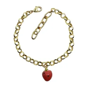 Strawberry Charm Gold Fill Link Bracelet (BGCH40STB)