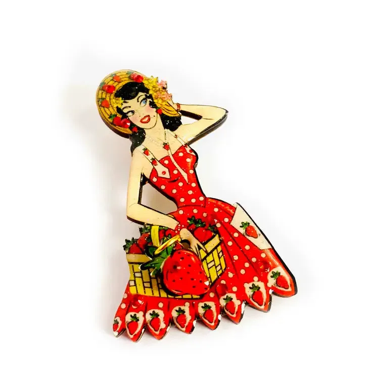 Strawberry Retro Brooch Novelty Brooch by Rosie Rose Parker