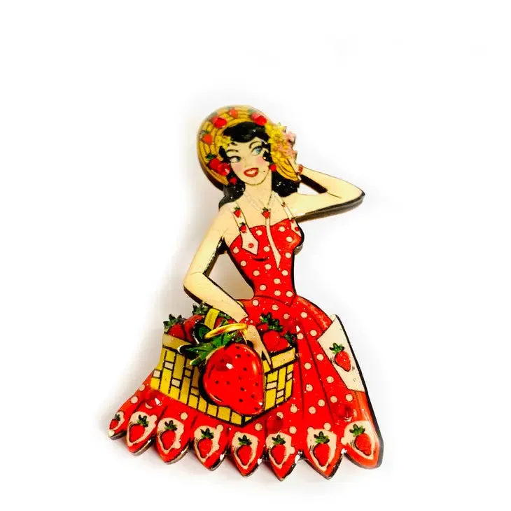 Strawberry Retro Brooch Novelty Brooch by Rosie Rose Parker