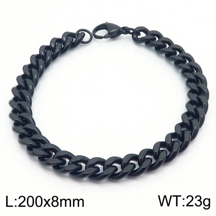 Stylish Stainless Steel Side Chain Bracelet for Men - Trendy Titanium Hip-Hop Accessory