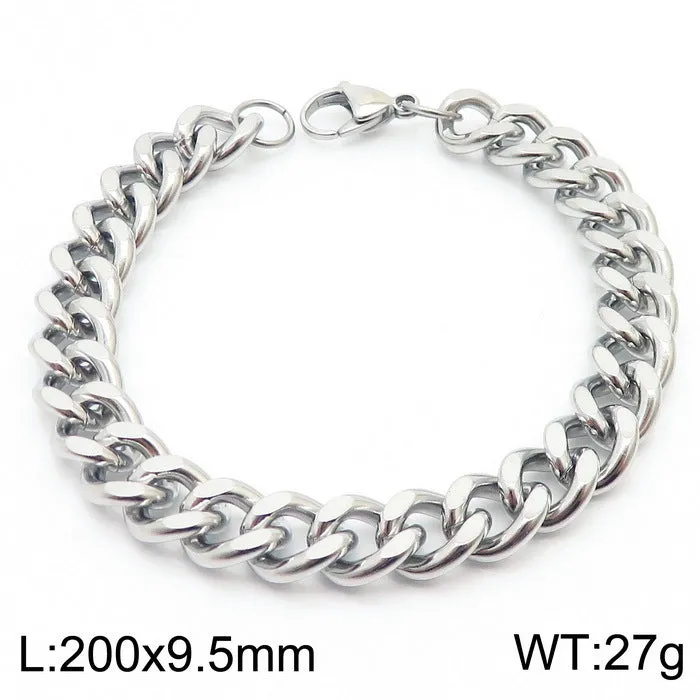 Stylish Stainless Steel Side Chain Bracelet for Men - Trendy Titanium Hip-Hop Accessory