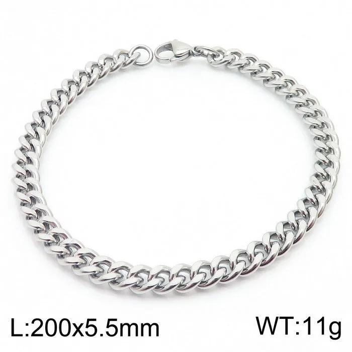 Stylish Stainless Steel Side Chain Bracelet for Men - Trendy Titanium Hip-Hop Accessory