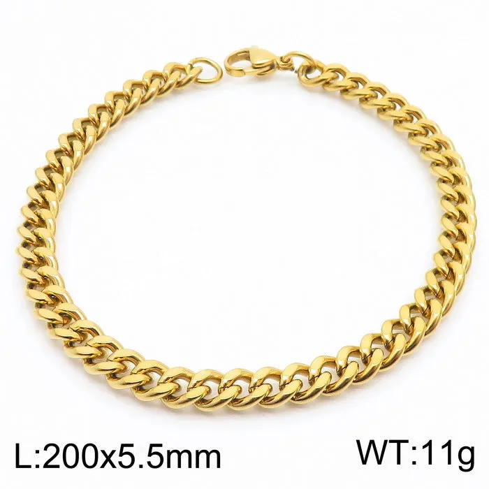 Stylish Stainless Steel Side Chain Bracelet for Men - Trendy Titanium Hip-Hop Accessory