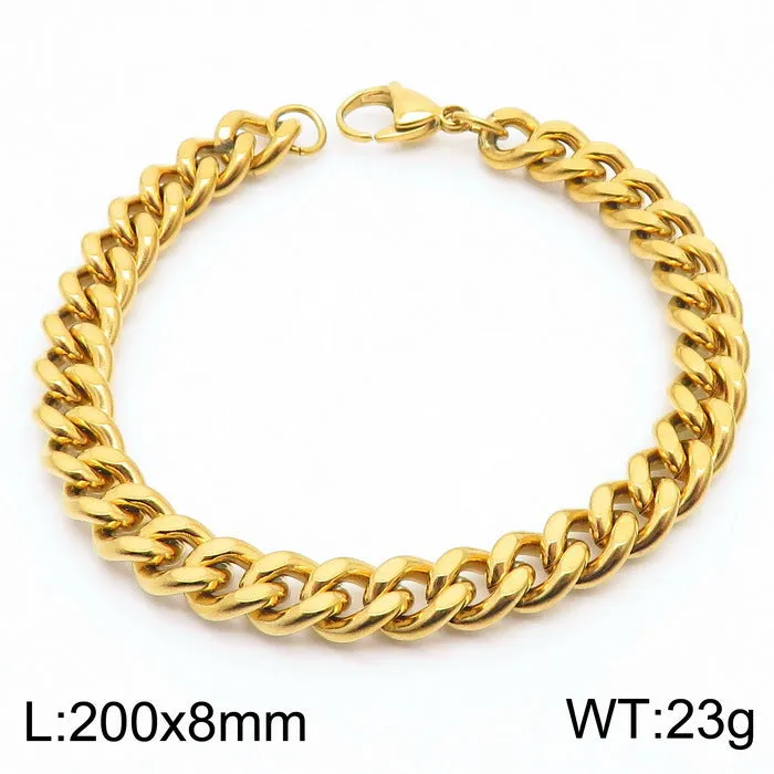 Stylish Stainless Steel Side Chain Bracelet for Men - Trendy Titanium Hip-Hop Accessory