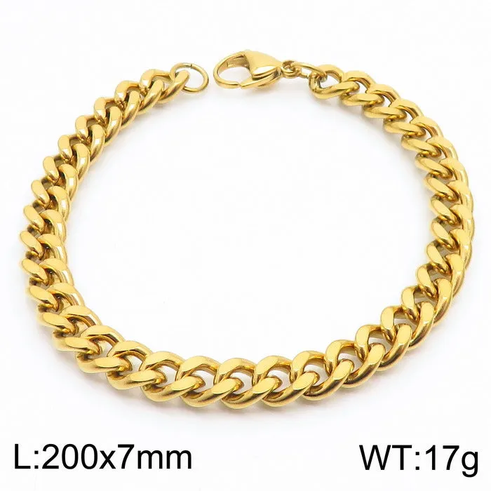 Stylish Stainless Steel Side Chain Bracelet for Men - Trendy Titanium Hip-Hop Accessory