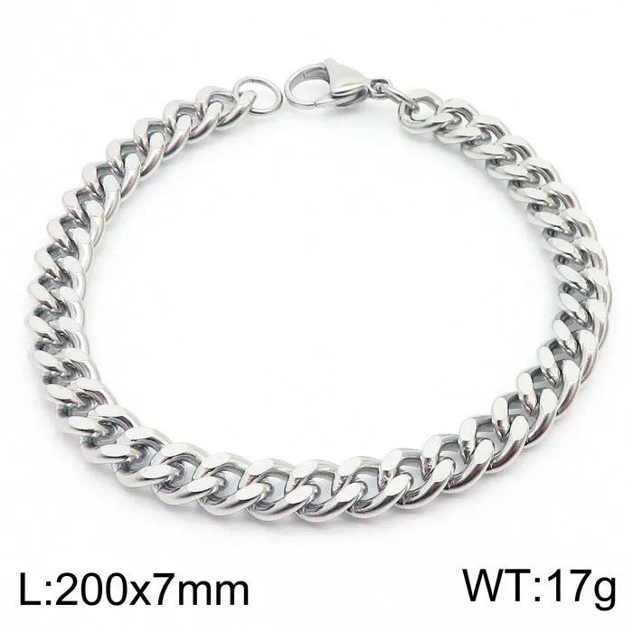 Stylish Stainless Steel Side Chain Bracelet for Men - Trendy Titanium Hip-Hop Accessory