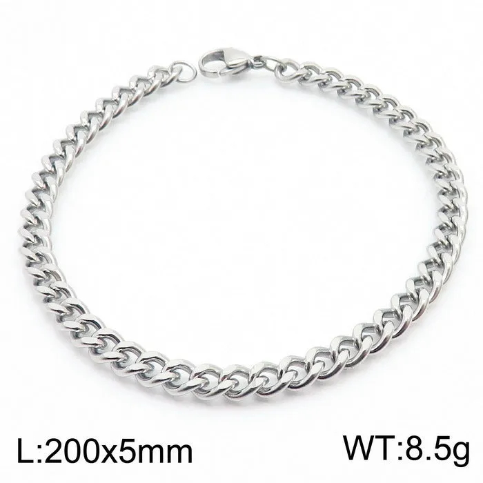 Stylish Stainless Steel Side Chain Bracelet for Men - Trendy Titanium Hip-Hop Accessory