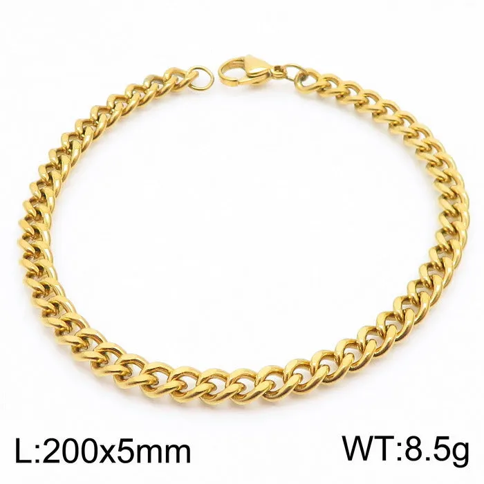 Stylish Stainless Steel Side Chain Bracelet for Men - Trendy Titanium Hip-Hop Accessory