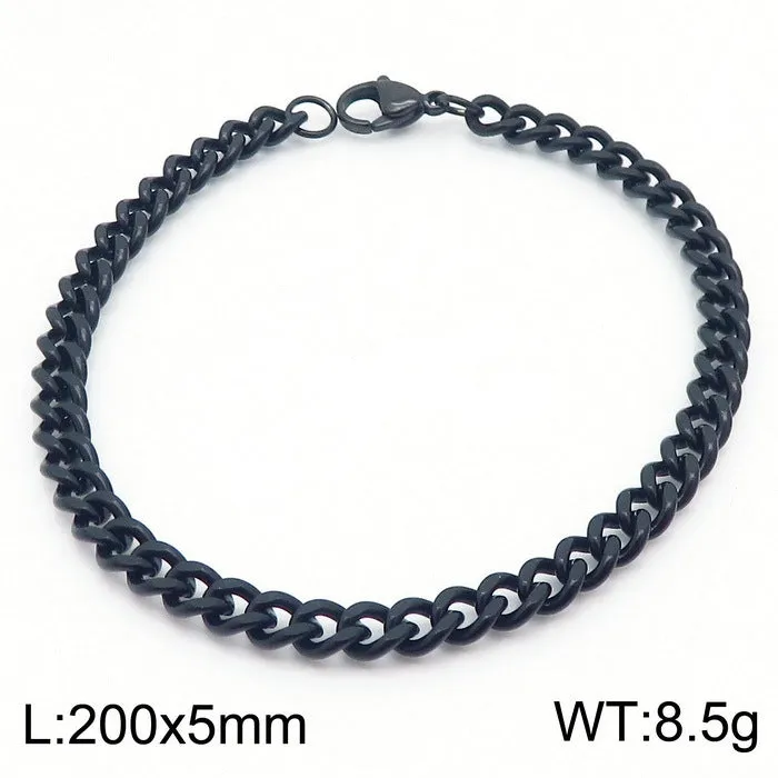 Stylish Stainless Steel Side Chain Bracelet for Men - Trendy Titanium Hip-Hop Accessory