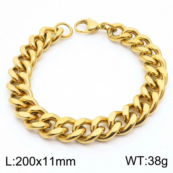 Stylish Stainless Steel Side Chain Bracelet for Men - Trendy Titanium Hip-Hop Accessory