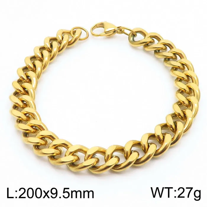 Stylish Stainless Steel Side Chain Bracelet for Men - Trendy Titanium Hip-Hop Accessory